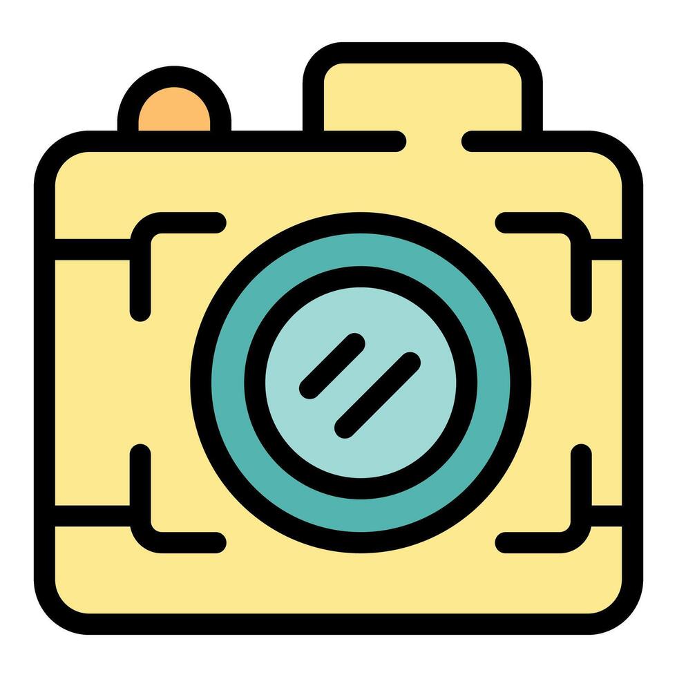 Yellow camera focusing on subject with lens vector