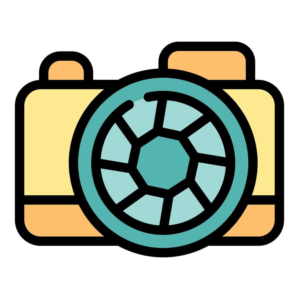 Camera lens showing aperture blades icon illustration vector