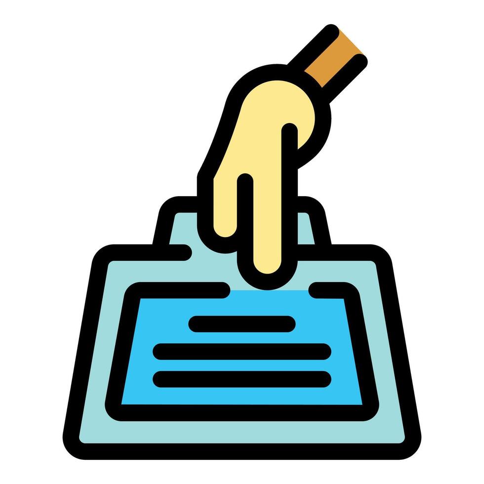 Hand putting paper vote in ballot box for election vector
