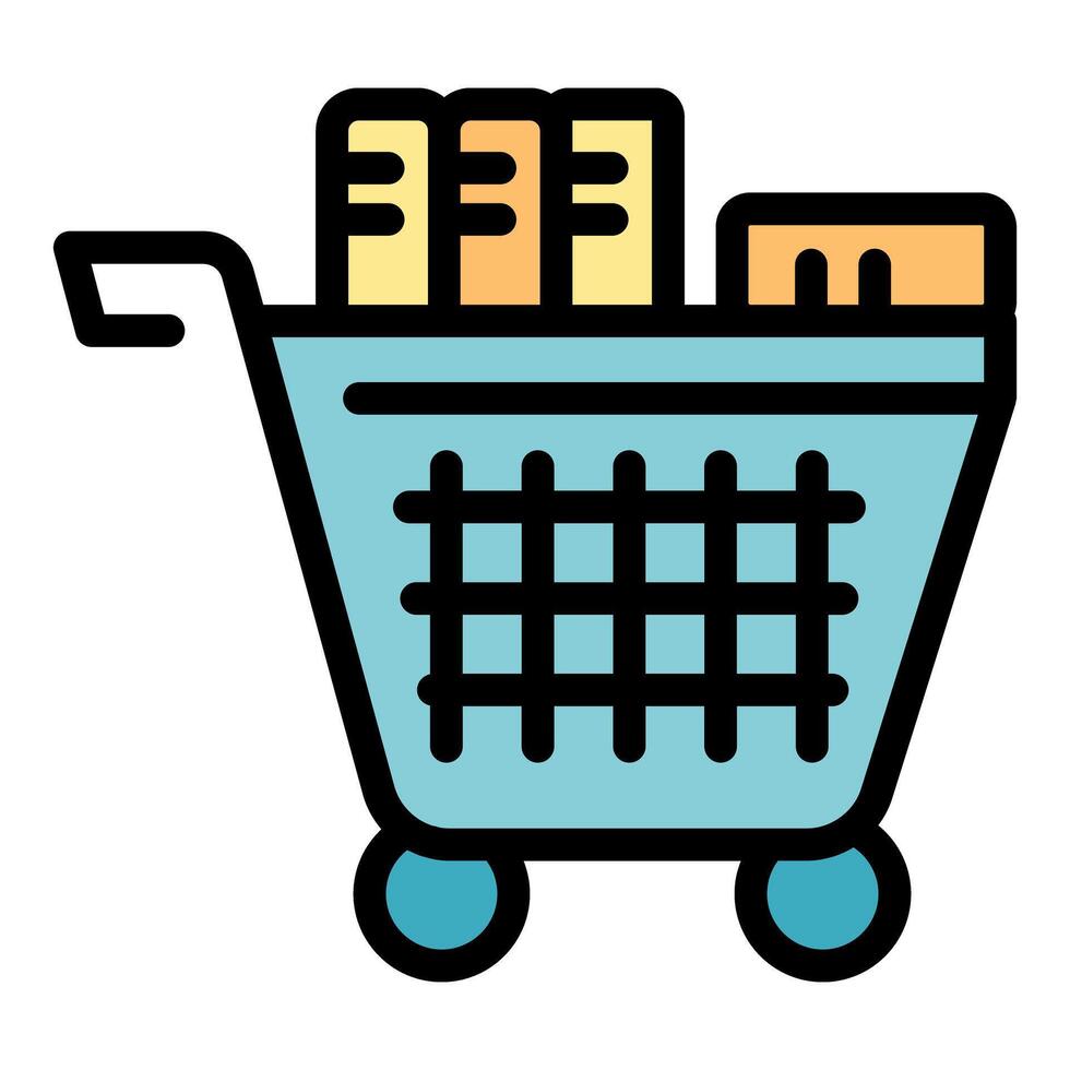 Full shopping cart icon representing online supermarket purchases vector