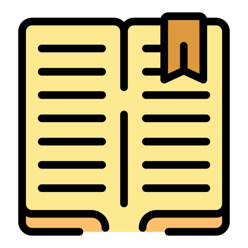 Open book with bookmark showing blank pages for text or drawing vector