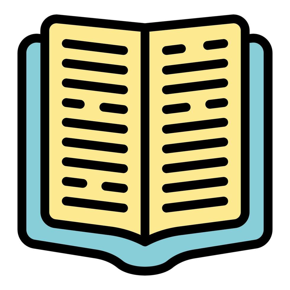 Open book spreading knowledge with lines of text vector