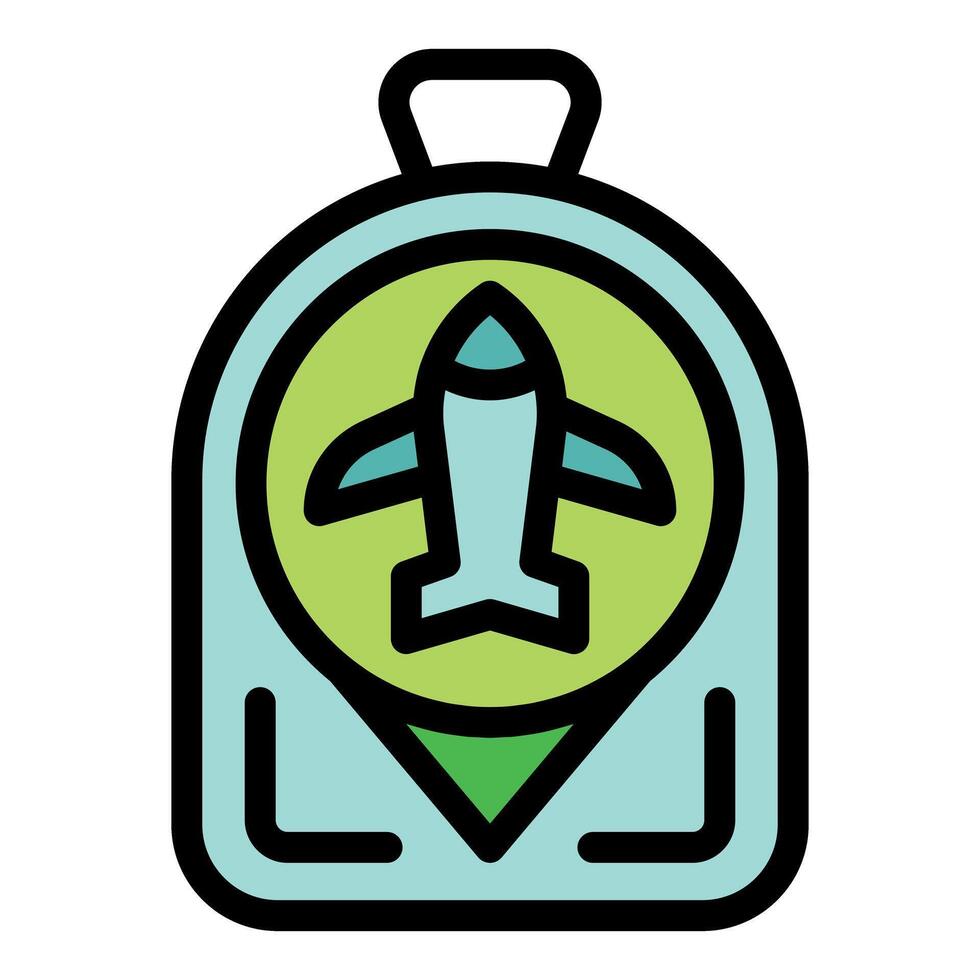 Airplane location pin travel backpack icon representing tourism and vacations vector