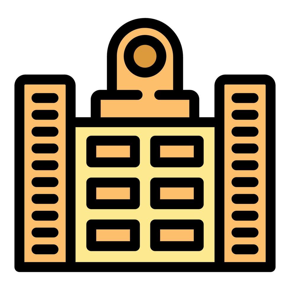 Government building facade with columns and surveillance camera icon vector
