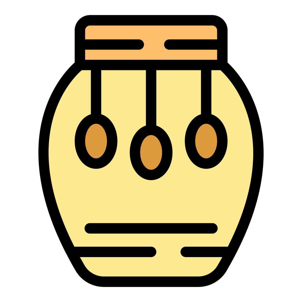 Honey jar with honey dipper dripping honeycomb icon vector outline