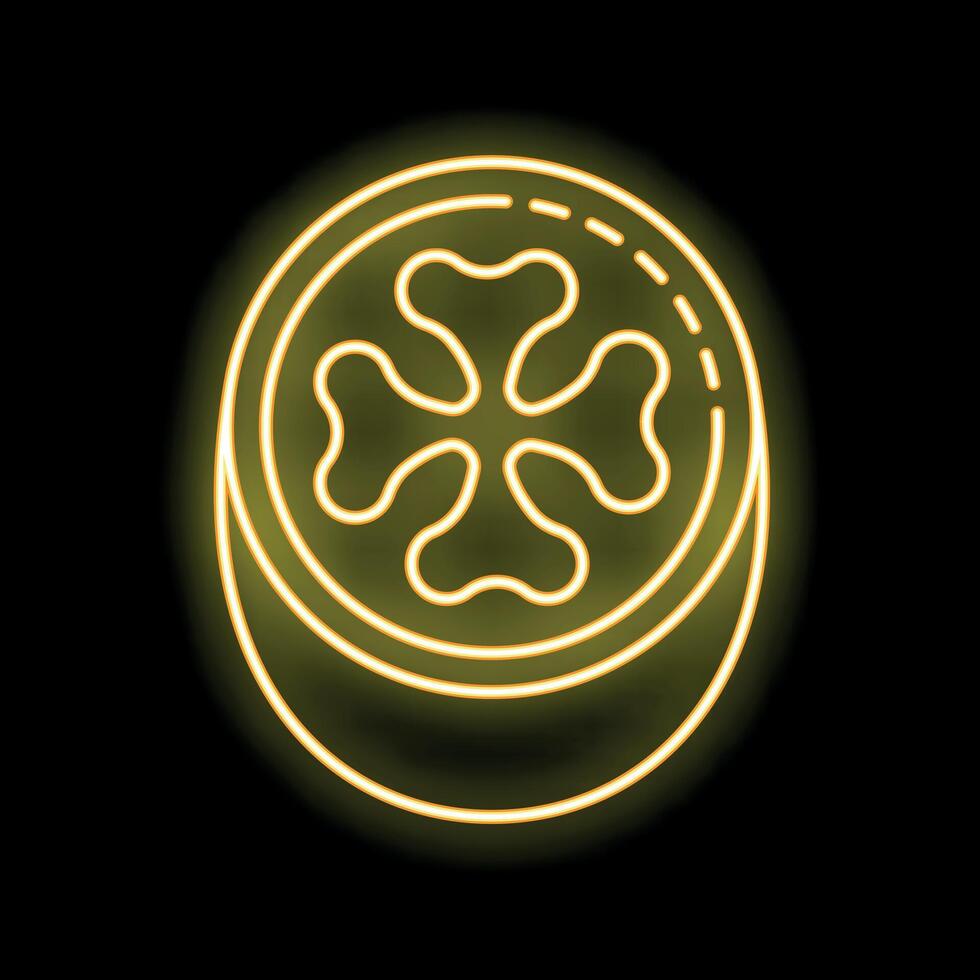 Neon yellow glowing fresh ripe fig icon on black background vector