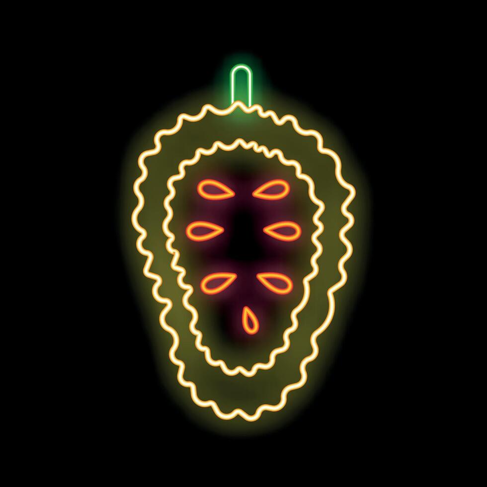 Glowing neon line soursop icon isolated on black background tropical fruit symbol vector illustration