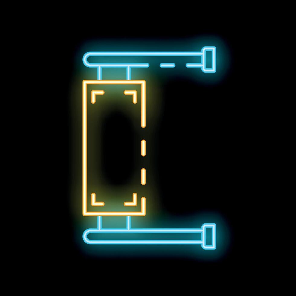 Neon banner hanging and glowing on black background vector