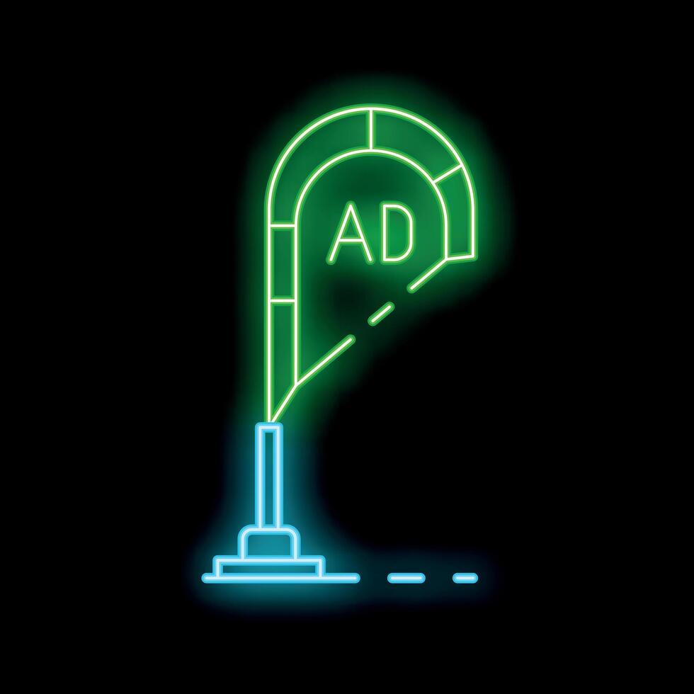 Glowing neon line advertising billboard icon isolated on black background vector