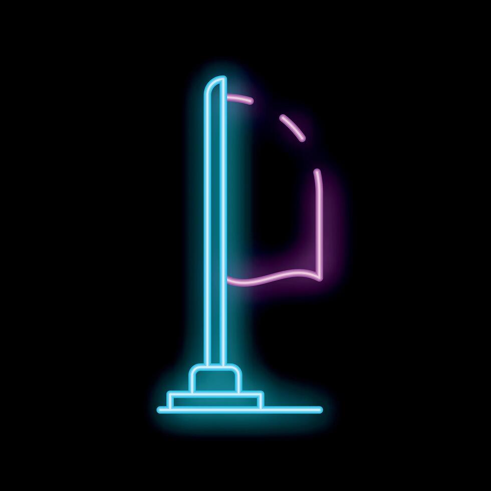 Neon flag waving in the wind on black background vector