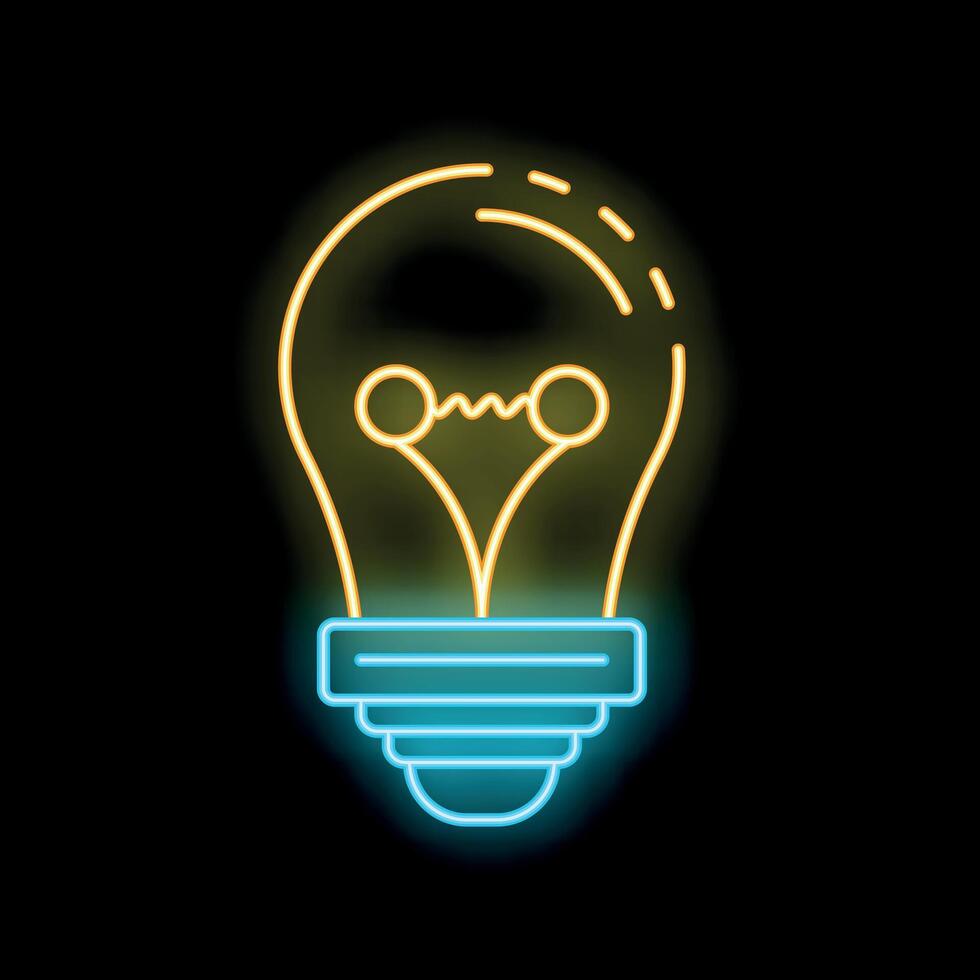 Glowing neon lightbulb icon representing innovative idea generation vector