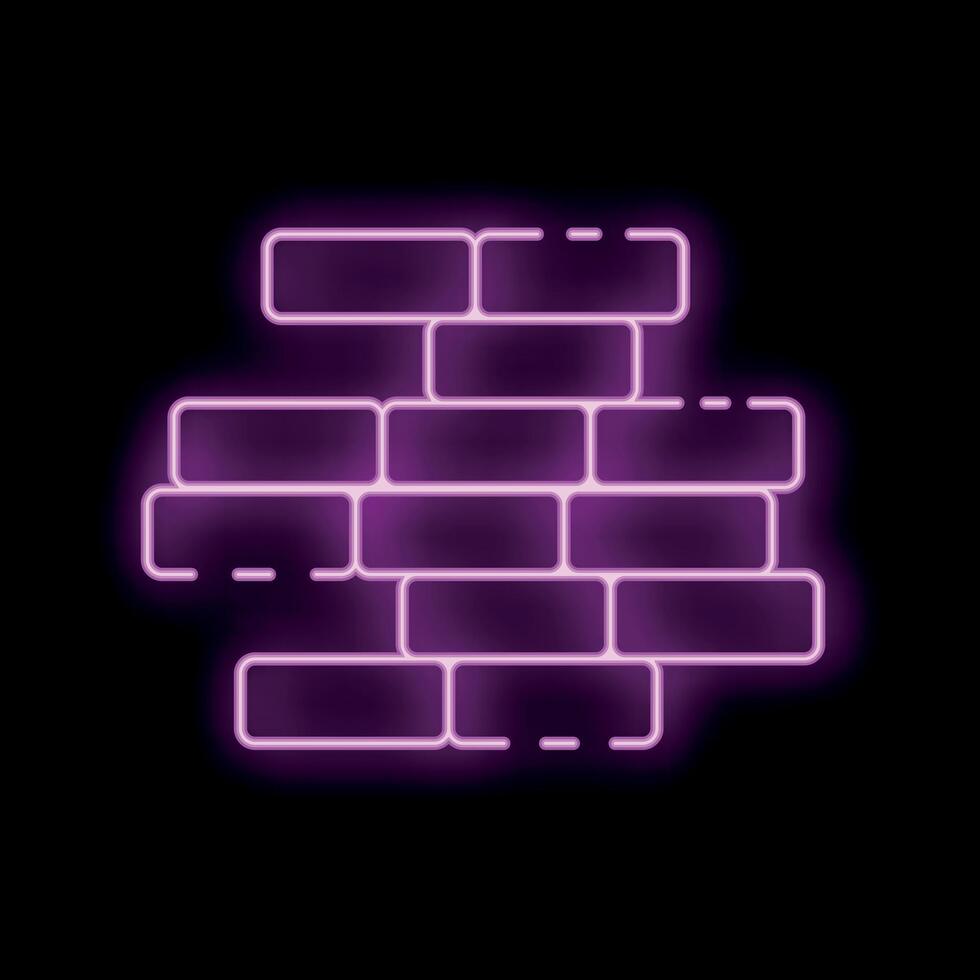 Glowing neon purple brick wall on a black background vector