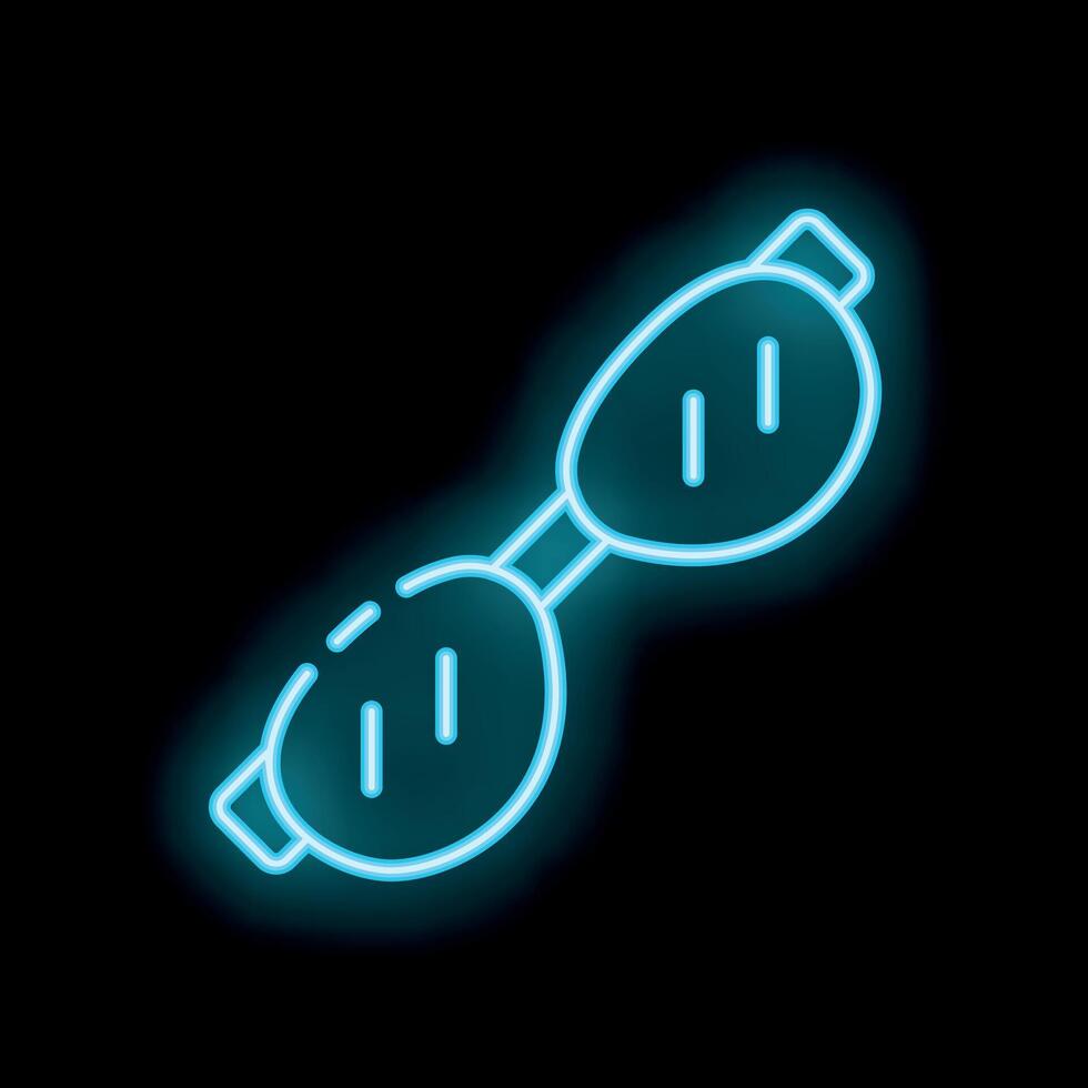 Neon icon of swimming goggles glowing on black background vector