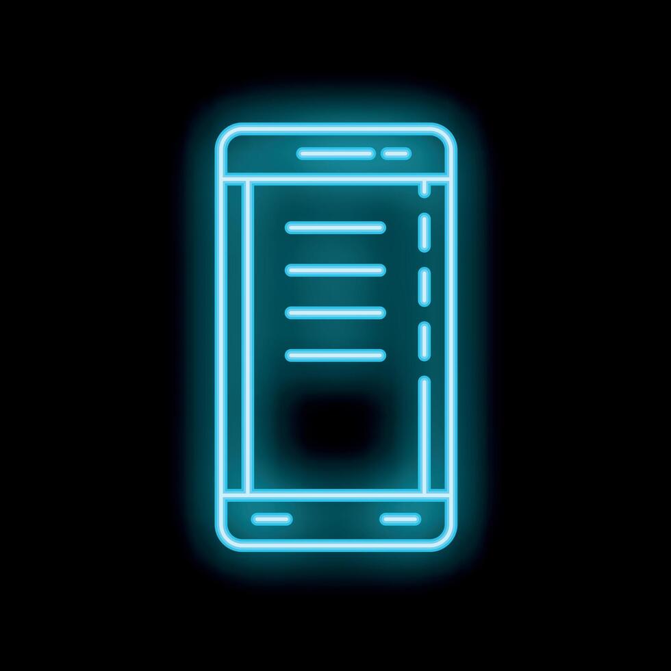 Neon smartphone showing mobile app with checklist on screen vector