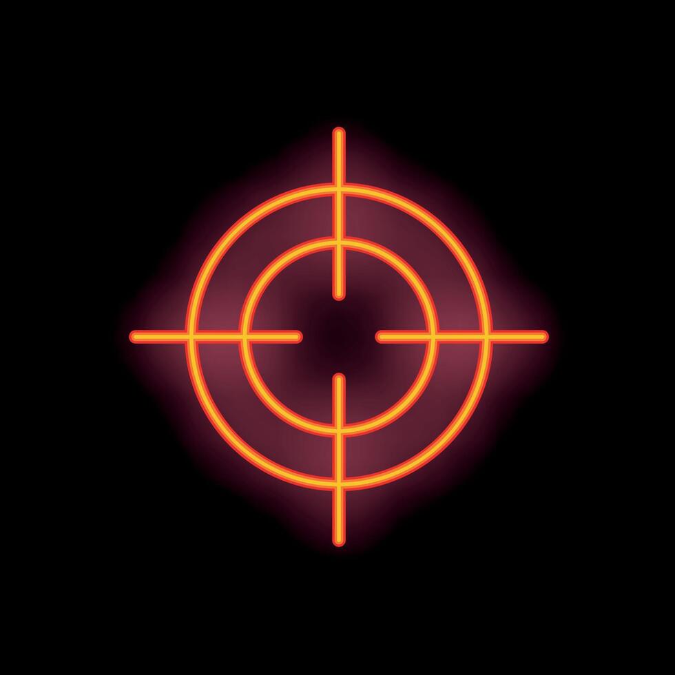 Neon target glowing on black background vector