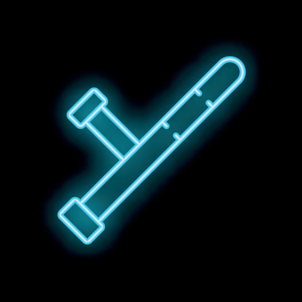 Blue neon police baton glowing on black background vector