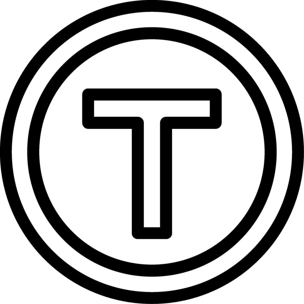 T Junction Line Icon vector