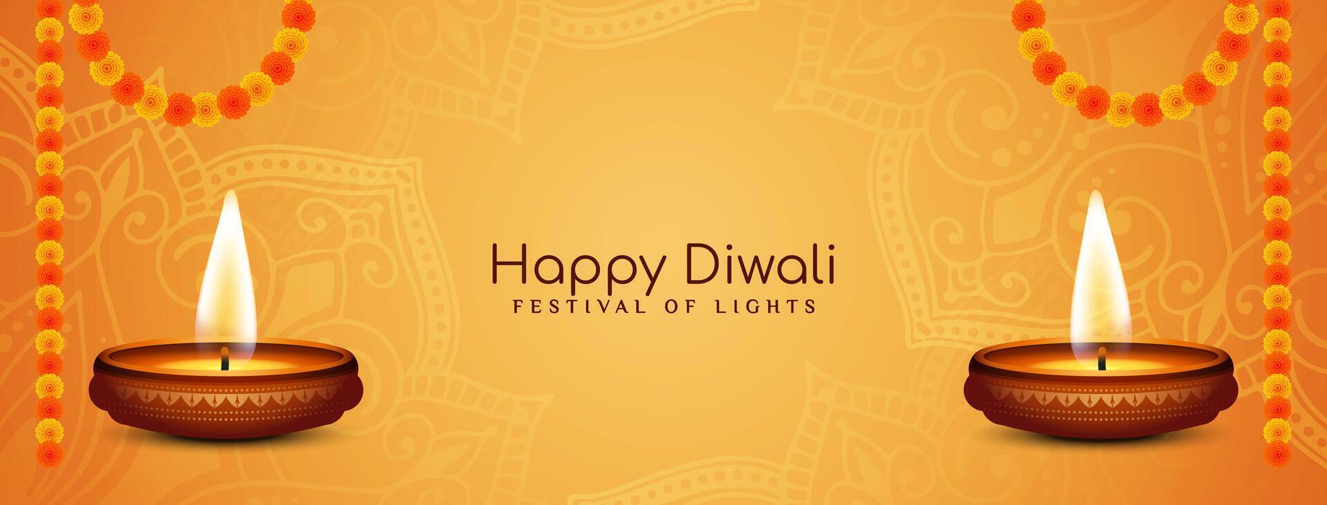 Artistic Happy Diwali Indian festival greeting banner design vector
