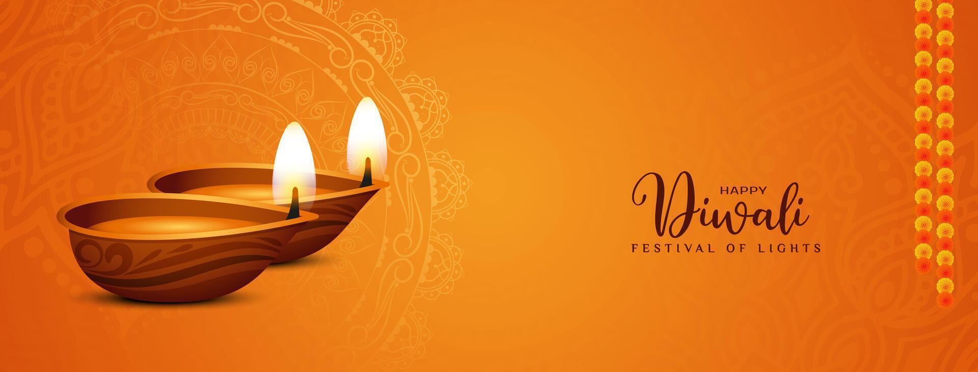 Happy Diwali cultural Indian festival celebration banner design vector
