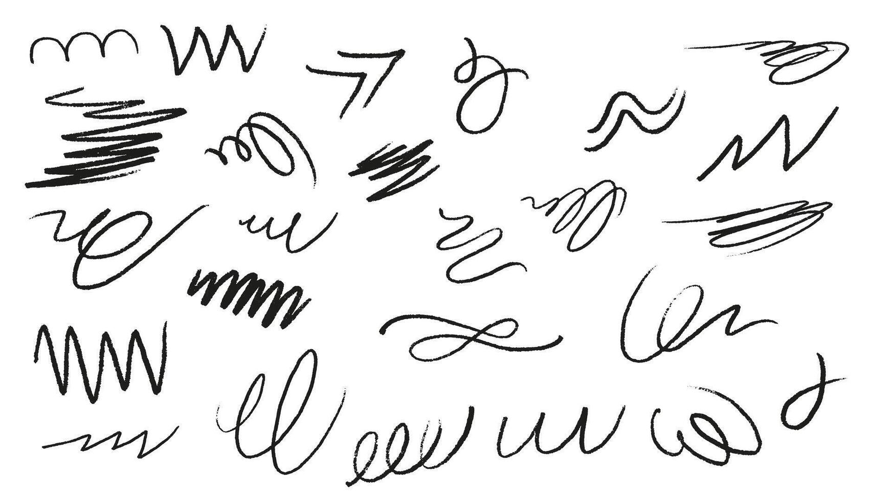 25 Hand Drawn Textured Abstract Scribble Line Shapes vector