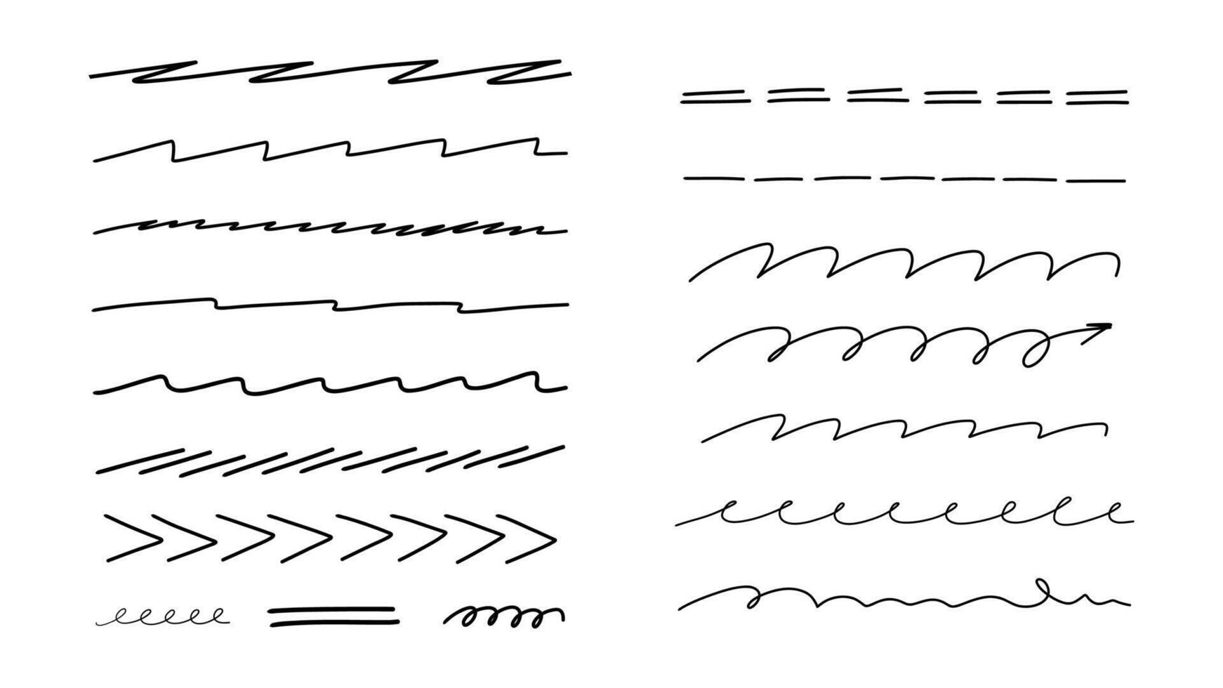 17 Hand Drawn Doodle Highlight Underlines vector
