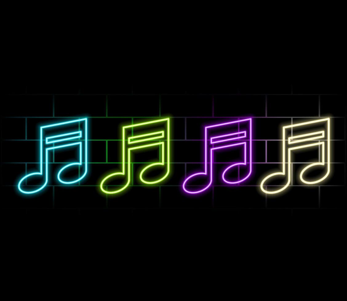 Glowing neon line Music note, tone icon isolated.. vector