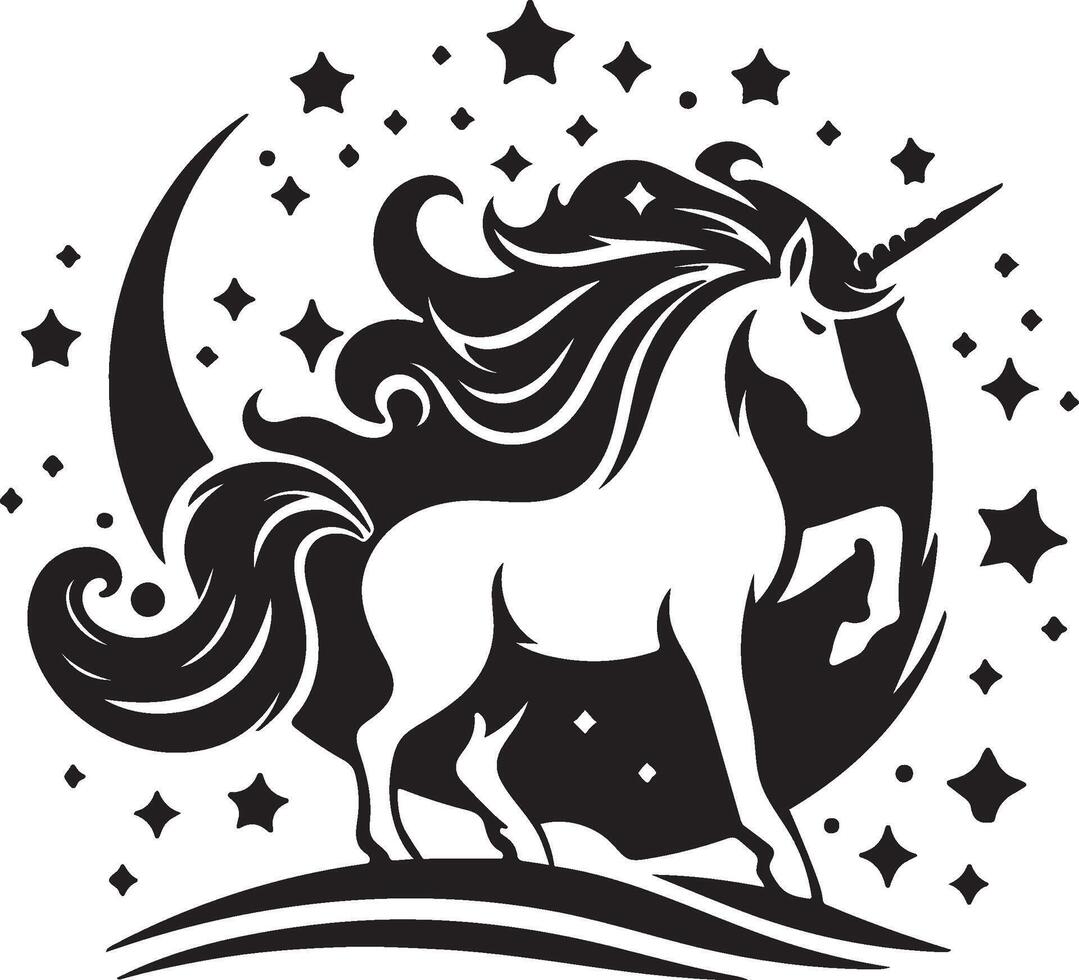Unicorn-Unicorn silhouette isolated on a white background-Vector illustration. vector
