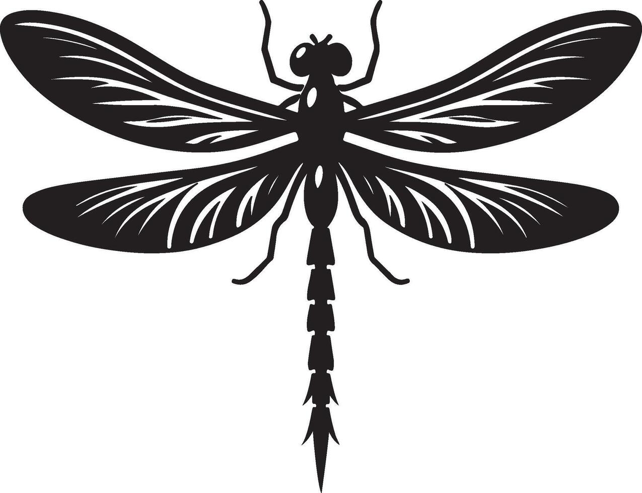 Dragonfly silhouette isolated on white background. Dragonfly illustration design. vector