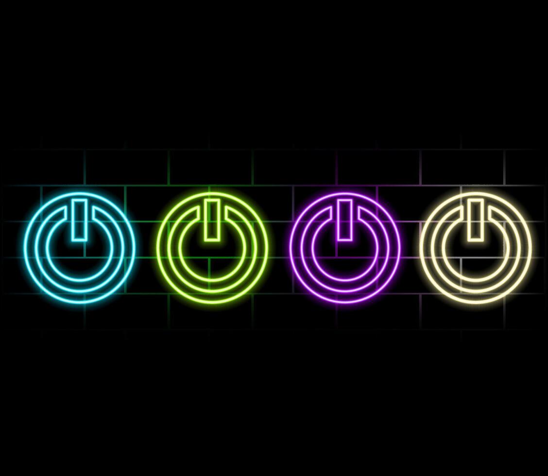 Power button blue glowing neon ui ux icon. Glowing sign logo isolated vector