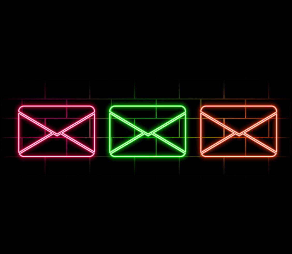 Glowing neon line Envelope icon isolated on black background. Email message letter symbol.. vector