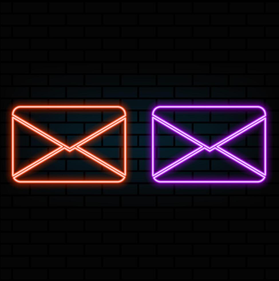 Glowing neon line Envelope icon isolated on black background. Email message letter symbol.. vector