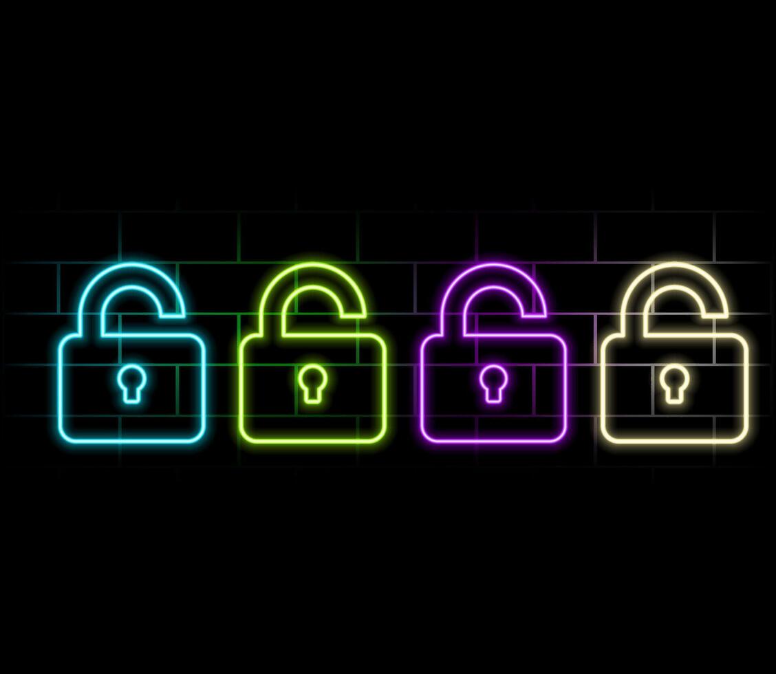 pen lock neon icon. Elements of web set. Simple icon for websites, web design, mobile app. vector