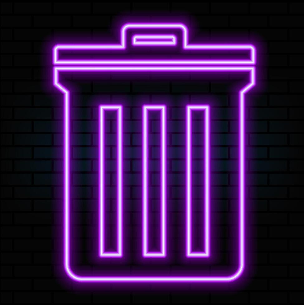 Neon recycle bin icon. trash neon icon. Glowing neon line Recycle bin with recycle symbol icon isolated vector
