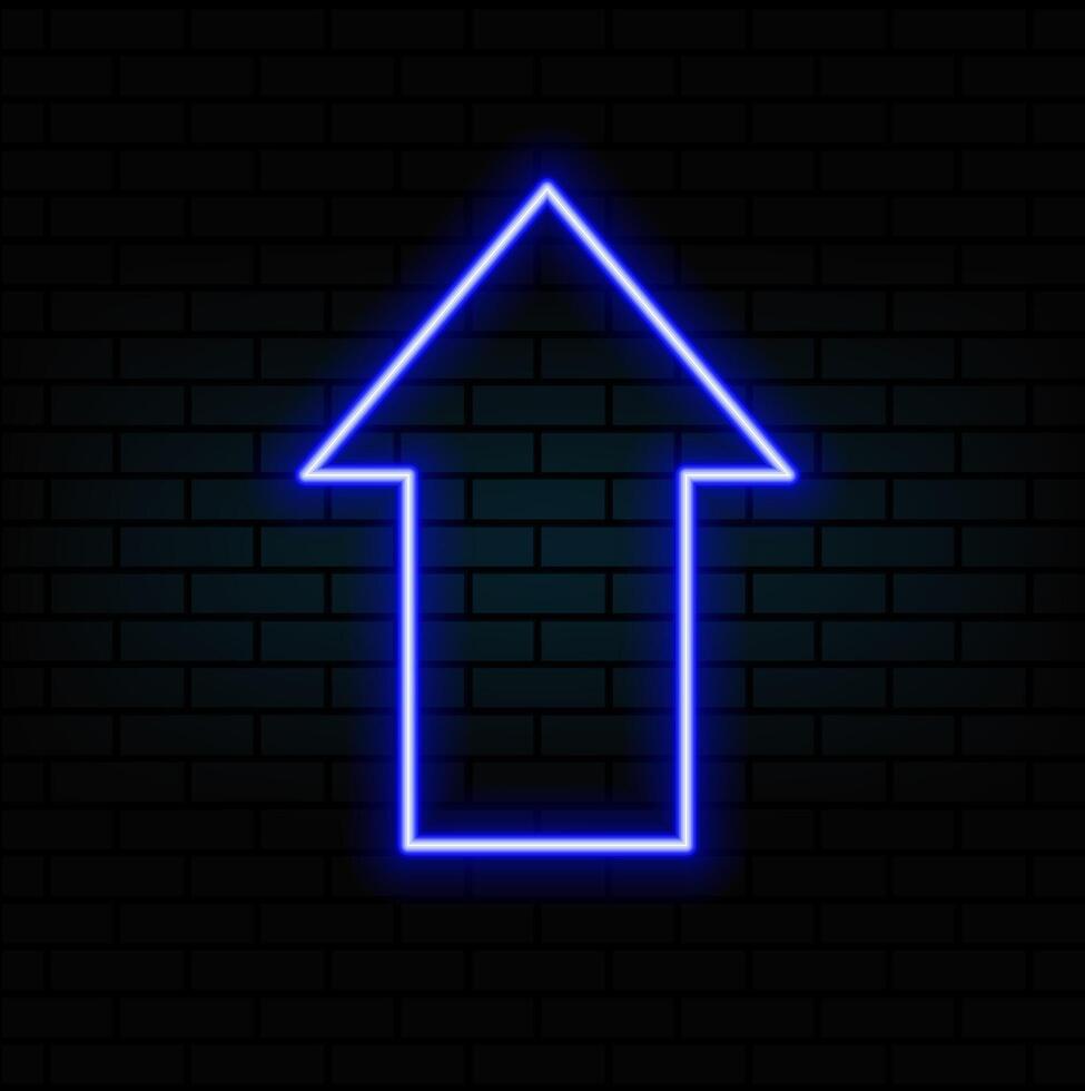 Swipe up neon sign. Glowing neon arrow pointer isolated. Realistic glowing Bright neon arrow. Button for vector