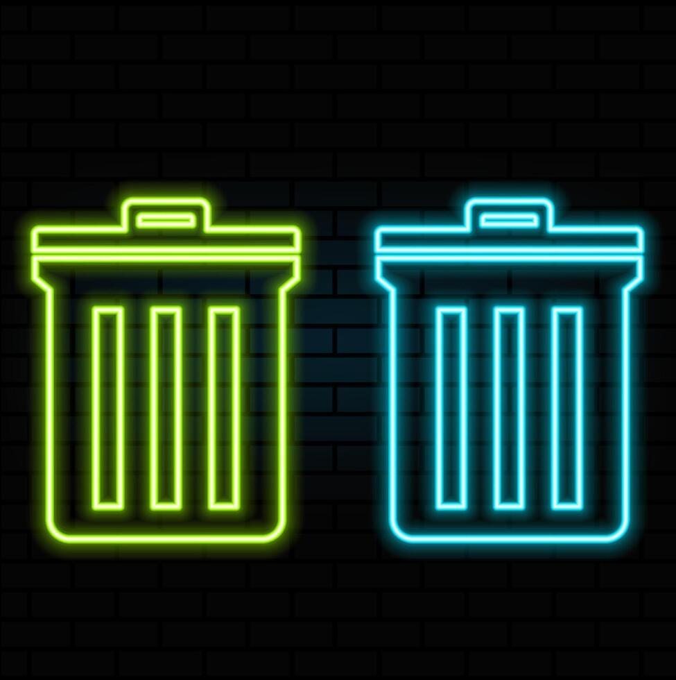 Neon recycle bin icon. trash neon icon. Glowing neon line Recycle bin with recycle symbol icon isolated on black vector