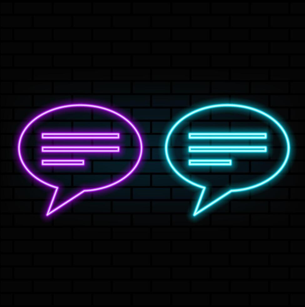 Outline neon chat icon. Glowing neon speech bubble, text message pictogram. Live chat and discussion, online conversation and dialogue, private group and channel. icon set, symbol for UI.5 vector