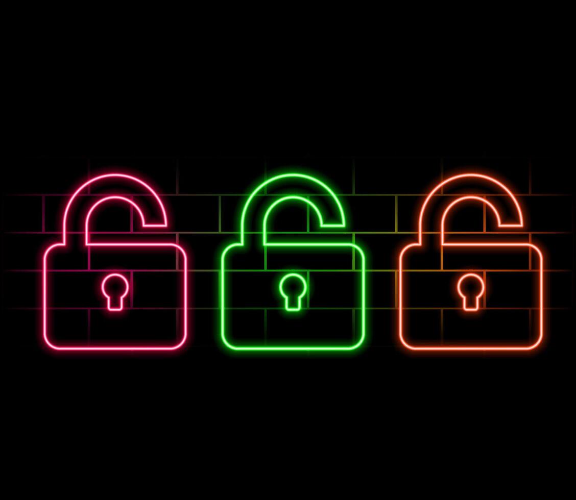 pen lock neon icon. Elements of web set. Simple icon for websites, web design, mobile app, info. vector