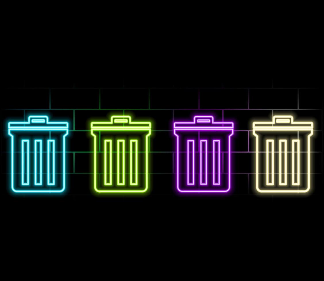 Neon recycle bin icon. trash neon icon. Glowing neon line Recycle bin with recycle symbol icon isolated on black vector