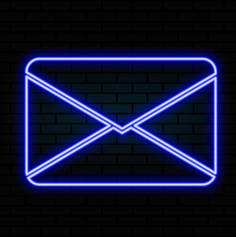 Glowing neon line Envelope icon isolated on black background. Email message letter. vector