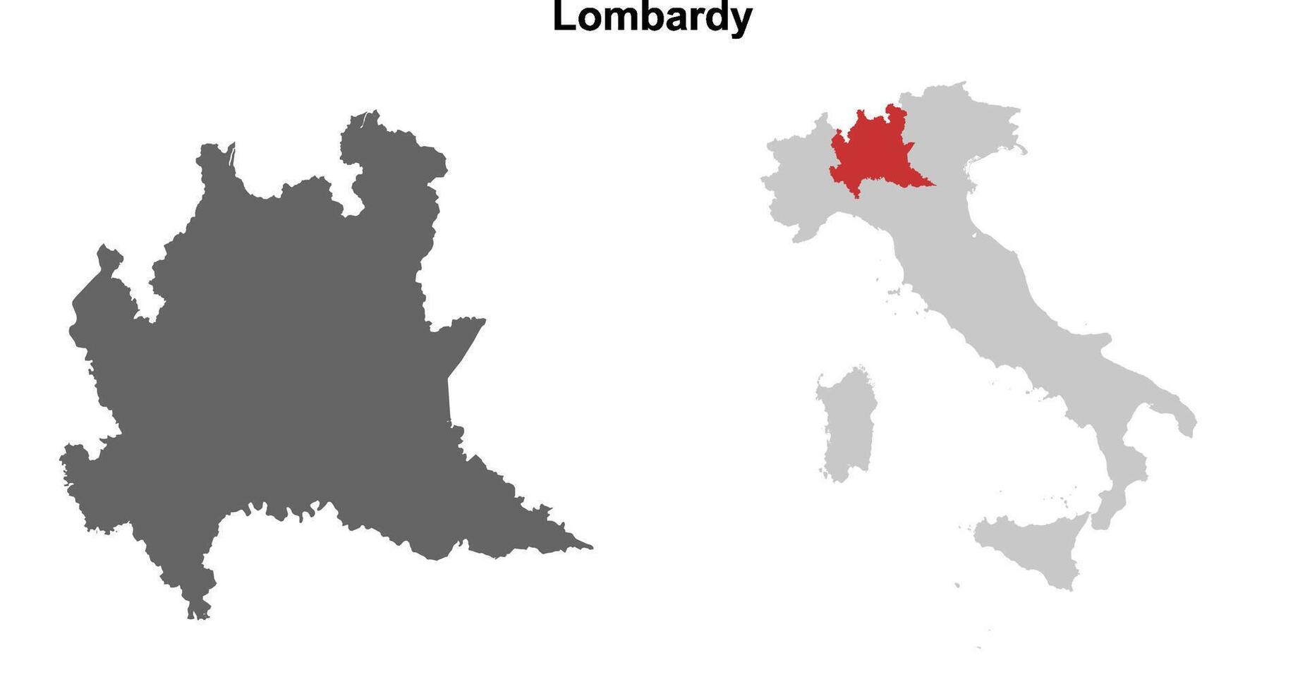 Lombardy blank outline map set vector