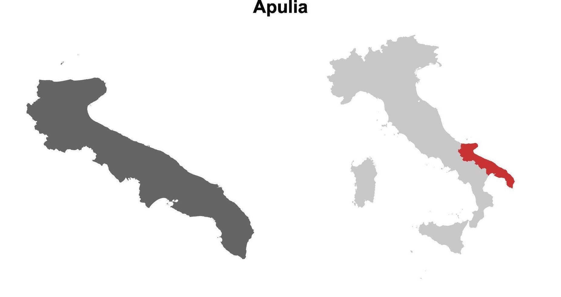 Apulia blank outline map set vector