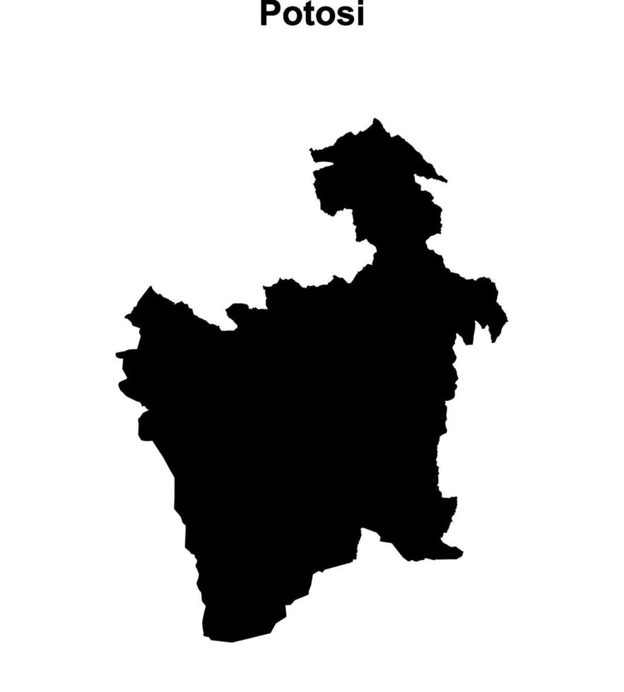 Potosi department blank outline map vector