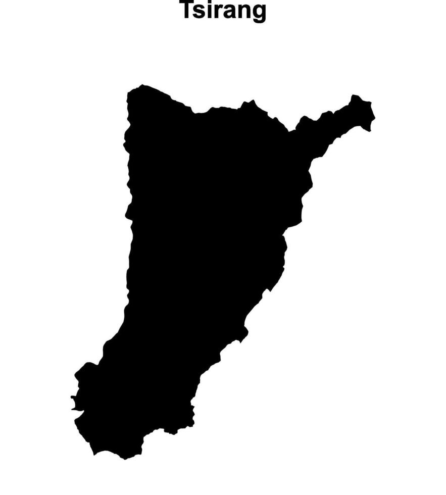 Tsirang district blank outline map vector
