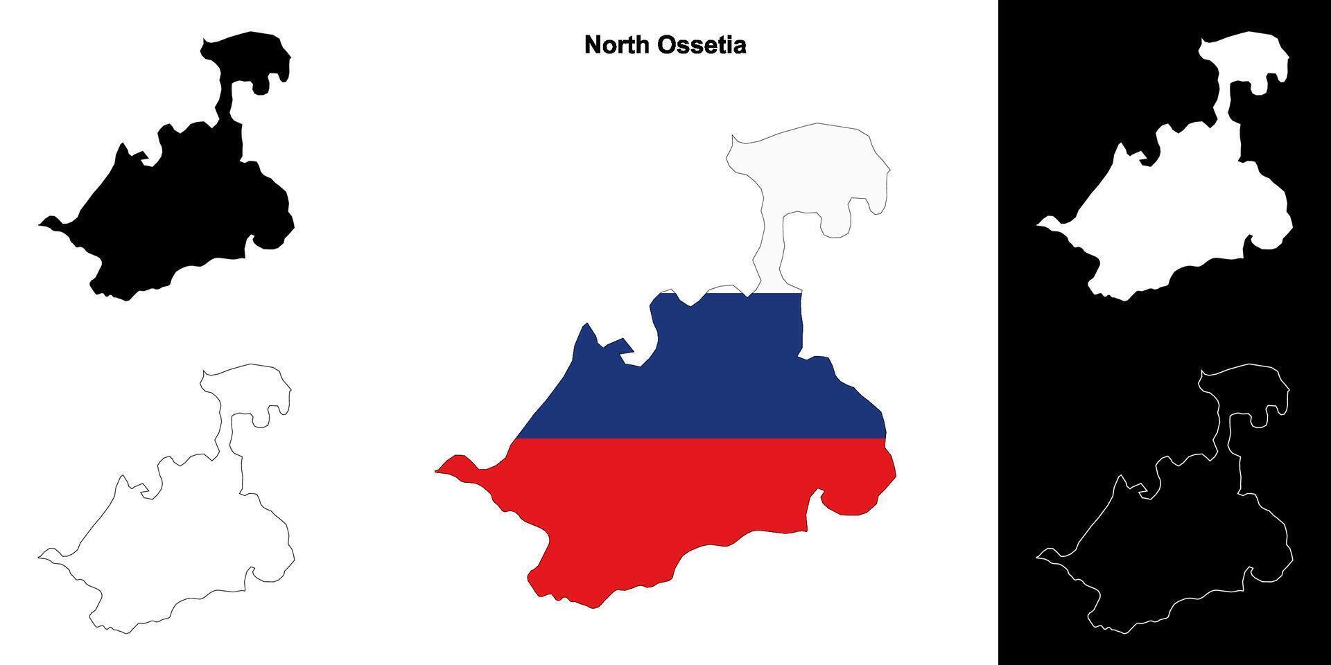 North Ossetia blank outline map set vector