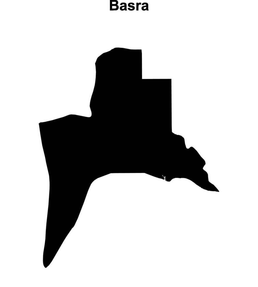 Basra governorate blank outline map vector