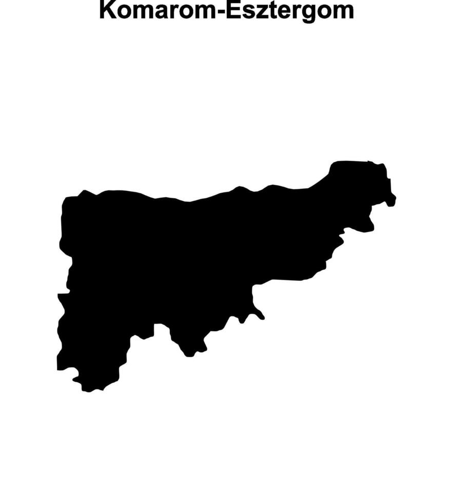 Komarom-Esztergom county blank outline map vector