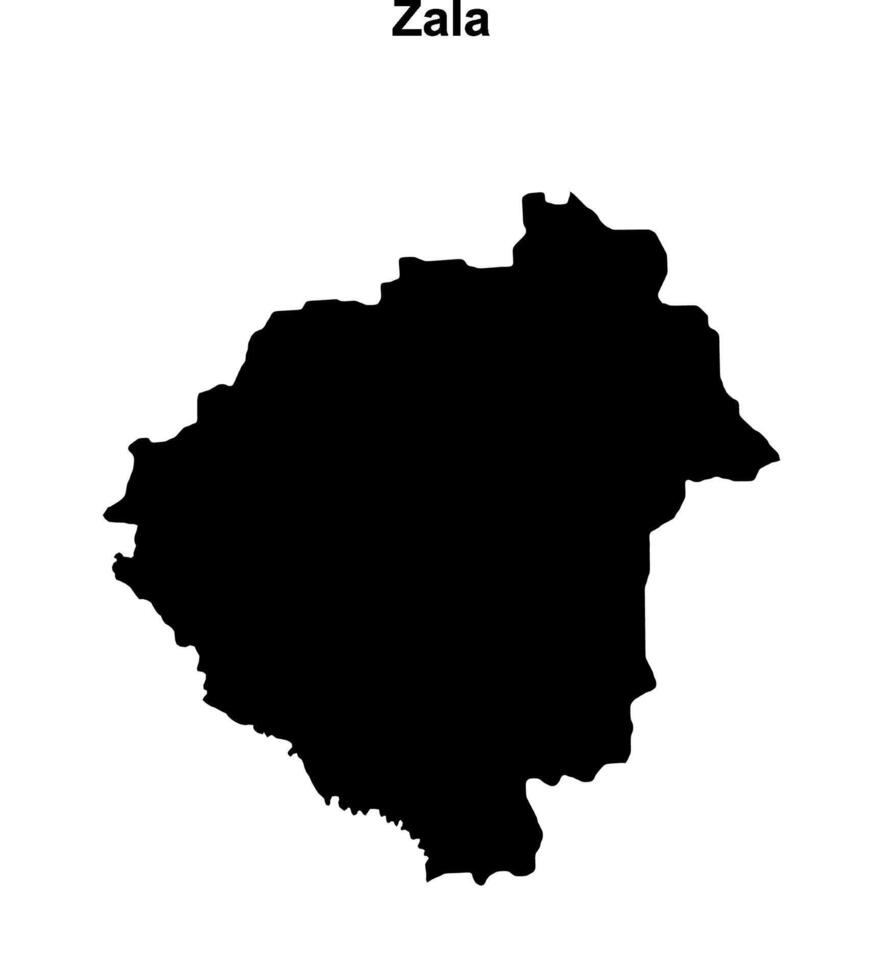 Zala county blank outline map vector