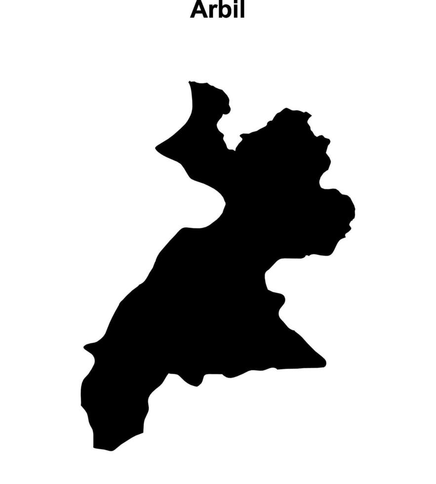 Arbil governorate blank outline map vector
