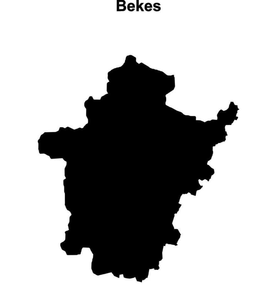Bekes county blank outline map vector
