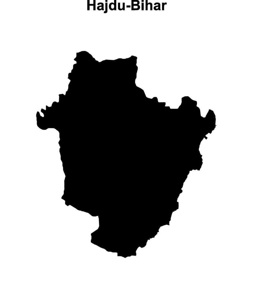 Hajdu-Bihar county blank outline map vector